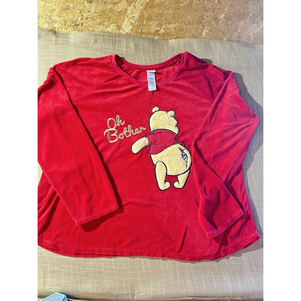 Disney Winnie the Pooh Womens 2X 18W-20W Red Oh Bother Pajama Sleep Top LZ48100S